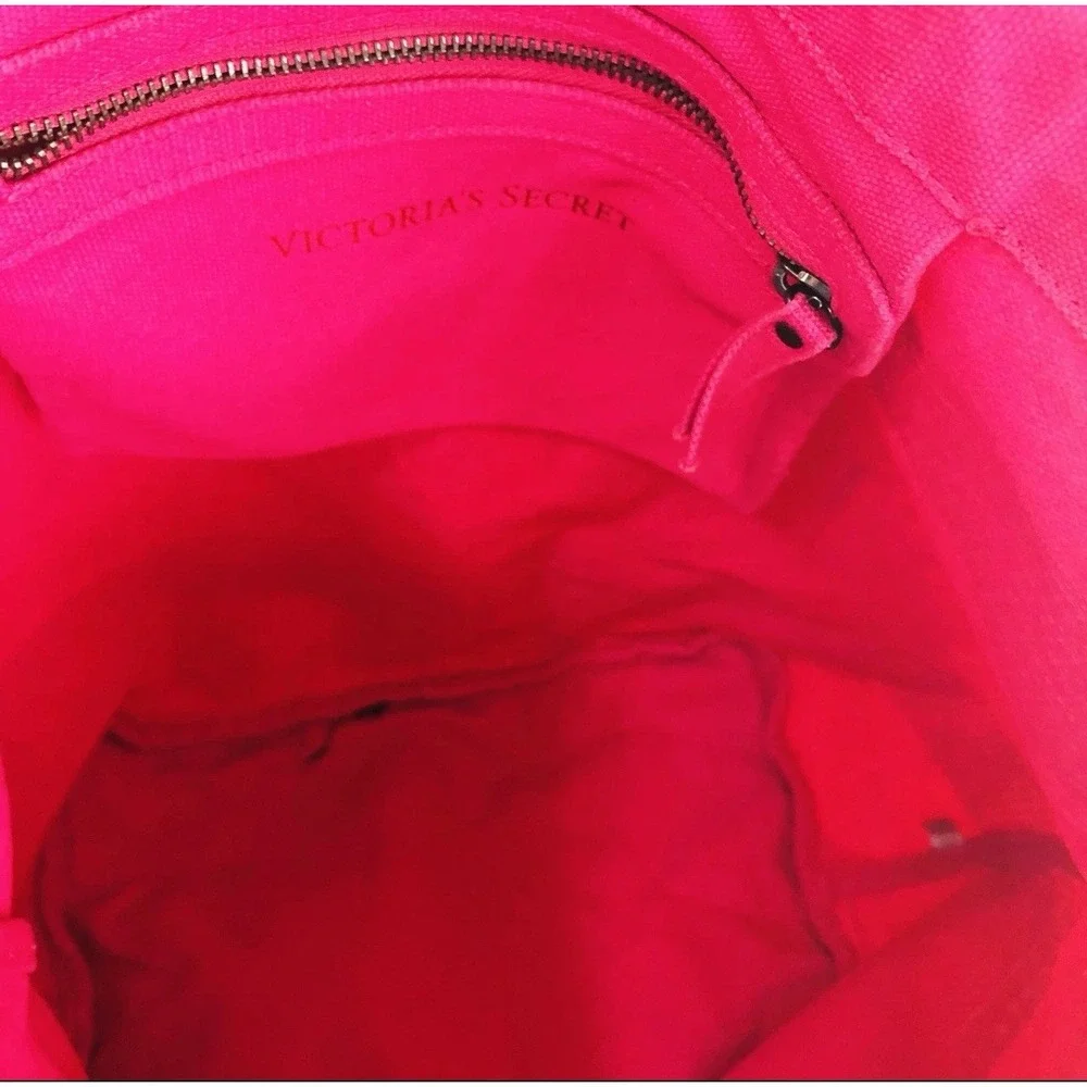 Victoria Secret Extra Large Beach Hot Pink Sequin Town Tote Bag Overnight